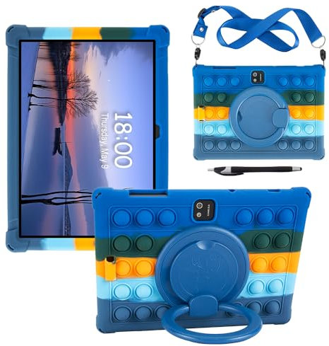 YHFZR Hülle für AWOW N4120 Tablet 10,1 Zoll, Stoßfest Leicht Case 360 Drehgriff und Ständer Kinder Hülle für AWOW N4120 Tablet 10,1 Zoll, Dunkel Blau