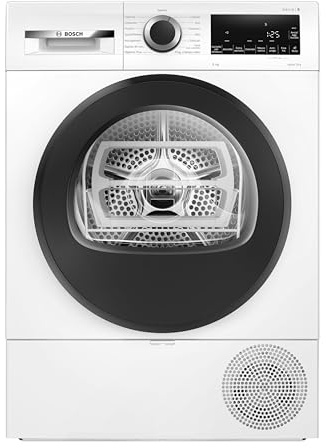 Bosch WQG233D0II Serie 6 Asciugatrice a pompa di calore 8kg Bianco | Asciugatrice con asciugatura automatica, Pulizia semplice filtro, Programma lenzuola, Mezzo carico, Made in Europe