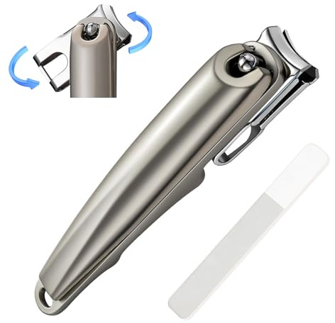 360° Rotating Duty Nail Clippers Set, Long Handle Fingernail Clippers for Thick Nails,Includes Nail Files,Heavy Duty Nail Cutter Gift Box for Men and Women