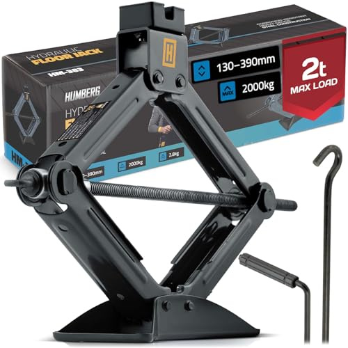 Humberg Wagenheber - Trapezheber Auto Heber - Rutschfeste Basis - Tragkraft 2 Tonnen - Höhe 13-19 cm - Stahl
