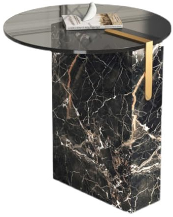 Table d'appoint ronde italienne de luxe en verre gris, base en marbre moderne, table basse d'angle avec esthétique design