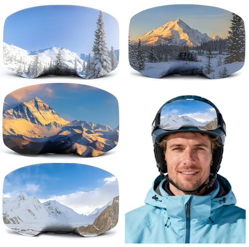 4 Stück Skibrillenschutz Überzug, Skibrille Schutz Überzug, Ski Goggle Cover, Skibrille Schutzhülle Anti-Kratzer, Skibrillen Schutz Überzug für Geeignet zum Snowboarden, Linsenschutz