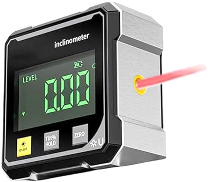 Ruaizel 4-seitiger Magnetischer Digitaler Winkelmesser, Hohe Genauigkeit, Neigungsmesser Inklinometer mit LCD Display, Wasserwaage Winkelmessgerät für Holzarbeiten, BAU, Maschinen (Schwarz)