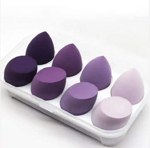 D.Sirez Lot de 8 éponges de maquillage Beauty Blender avec boîte de rangement en plastique transparent – Éponges douces, réutilisables, sans latex pour fond de teint, mélange, contour et poudre – Pour