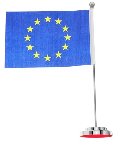 Gogogmee Drapeau de Table Europe Union Européenne avec Socle Stable Décoration Bureau et Maison pour Noël Drapeau de Bureau Élégant