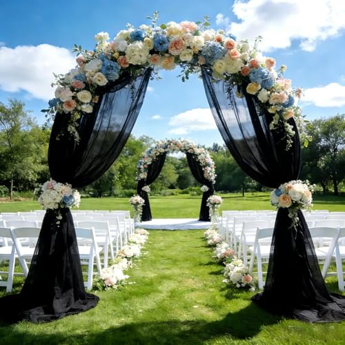 Organza Stoffe,Schwarz Organza Stoff Meterware - 3 m x 160 cm,Tüllstoff Tüll DIY für Geburtstag Wedding Decoration Hochzeitsbogen Party Dekor