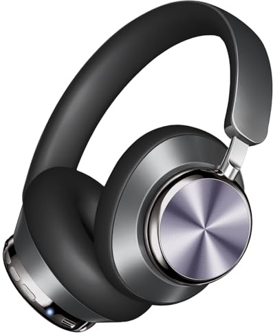 Wentronic Y03 Bluetooth Headphones Wireless Active Noise Cancelling Over Ear Headphones 48 Hours Playtime 6 EQ Music Mode High Sound Quality Headphones with Soft Ear Cushion - Grey