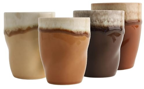 Creatable, 24738, Serie Squeezy Mocha Mousse, 4-teiliges Geschirrset für 4 Personen, Kaffeebecher aus Steinzeug, spülmaschinen- und mikrowellengeeignet, Qualitätsproduktion