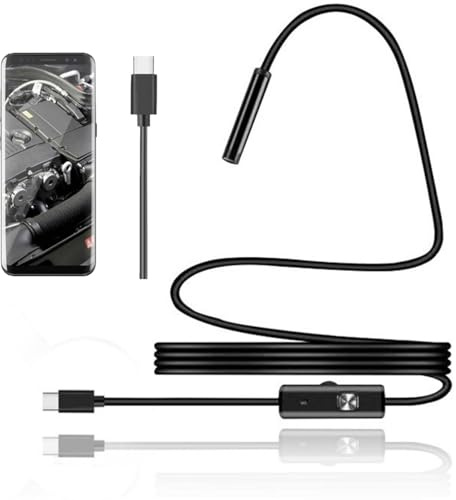 Endoscope Snake Camera for Phone, Type-C Inspection Camera with Light,Drain Camera,Borescope Inspection Camera,Engine Compartment&Transmission Inspection,Drain Inspection Camera（1M Flexible Wire）