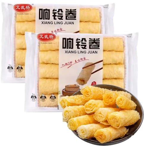 Knusprige Frühlingsrollen-Hülle aus Tofu Haut - 2er Pack (2 x 120g) | Fertig frittierte Tofuhaut-Röllchen für Suppen, Hot Pot & asiatische Gerichte