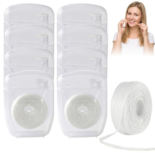Filo interdentale, Impianti, Ponti – 8 Scatole (8 x 50 m), Filo interdentale non cerato, Rimuove placca e tartaro, Resistente agli strappi, Leggermente alla menta