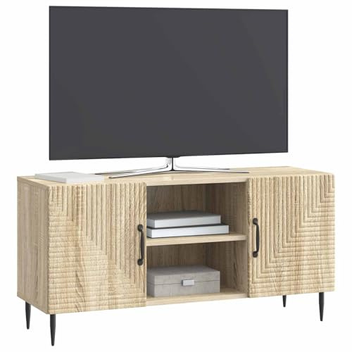 vidaXL TV-Schränk Sonoma-Eiche 102 x 34,5 x 50 cm Holzwerkstoff, Vintage Rechteckiges Medienregal, Praktischer TV-Schrank, Viel Platz, Möbel zum Organisieren