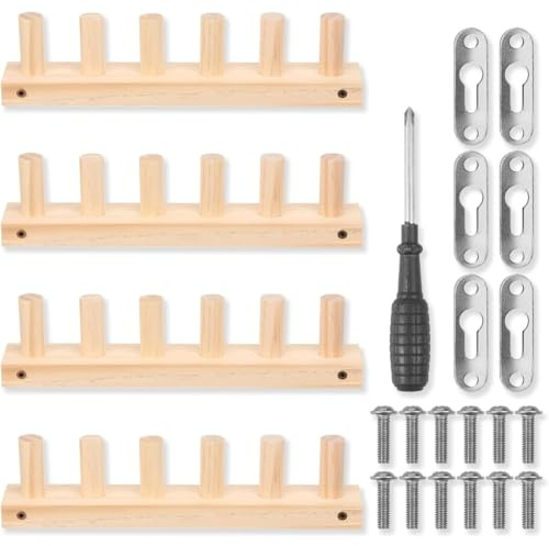 Oewwthy 4 Stück Chunky Strickdecke, Stricken für Decken, Afghanen-Wurfdecken mit 1 Schraubendreher & Montagetools