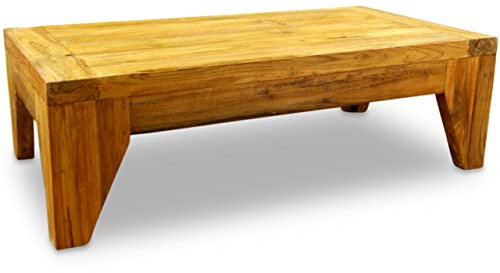livasia Flacher Sofatisch aus Teakholz – 90x50x30cm – Couchtisch Holz mit Rustikalem Design, Handgefertigt in Indonesien, Naturbelassenes Echtholz versiegelt, Nachhaltig & Hochwertig