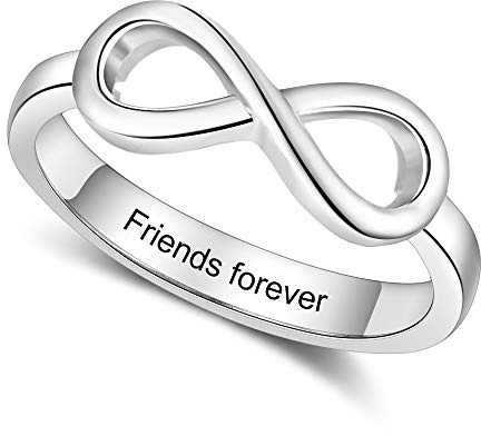 Namensgravur 925 Sterling Silber Infinity Knot BFF Hochzeitsringe Freundschaftsringe für Frauen Personalisierte Freundschaft Partnerring Hochzeit Verlobungsringe Silber für Sie