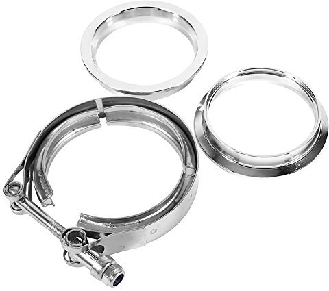 V-Band Klemmflansch, V-Band Flachflanschklemme Bausatz 3 V-Band Flanschschellen Kit Flanschmontage Schlauchschelle Edelstahl V-Bandschellen mit 2 Flansch Kit Turbo Abgasrohr