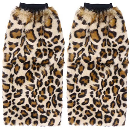 NUOBESTY Beinwärmer booten Manschette Webpelz Stiefel wärmere Langen Flauschigen Manschetten Decken für Frauen Mädchen 40cm (Leopard)