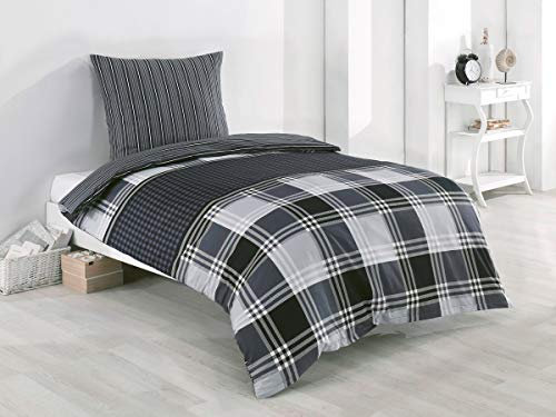 Buymax® Bettwäsche 155x220%100 Baumwolle 2-Teilig Bettbezug - Bettwäsche-Sets 155 x 220cm mit 1 mal Kissenbezug 80x80cm, ÖKO-TEX Renforcé-Bettdeckenbezug Set mit Reißverschluss