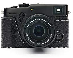 X-Pro 3 Hülle, Zakao handgefertigte Echtleder-Halb-Kameratasche für Fujifilm Fuji X-Pro3 XPro3 X-Pro2 XPro2 mit Handschlaufe (schwarz)