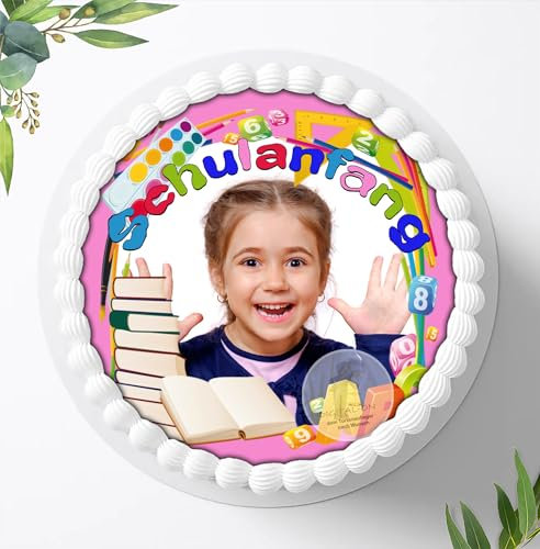 Tortenaufleger für Fototorte zum Schulanfang mit Ihrem Foto, Tortenbild Fondant Ø 20cm / 0200w