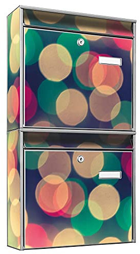 banjado® Briefkastenanlage 2 Fach 36x64x10cm mit Motiv/Briefkasten groß mit Namensschild/Postkasten A4 Einwurf inkl. Montagematerial & je 2 Schlüsseln/Briefkasten ohne Zeitungsfach