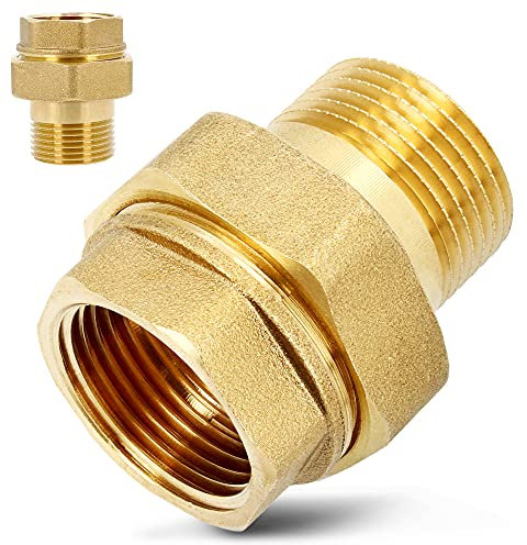 3-Teilige Messing Fitting Verschraubung 1 Zoll IG/AG Konisch Dichtend | Innengewinde Außengewinde Rohrverschraubung Gewindefitting Verbindungsstück Sechskant | ART.61-25.P-SRUB