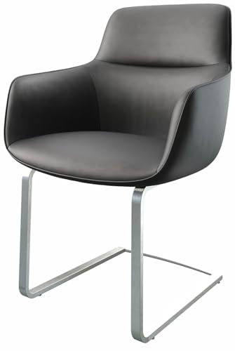 Schwingstuhl Pejo-Flex Freischwinger flach Edelstahl Echt-Leder Schwarz Taschenfederkern