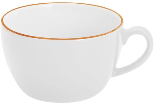 KAHLA 204708A69970C Pronto Line Cappuccino-Obertasse 0,25 l Line sunset orange | Kaffeetasse mit oranger Linie aus Porzellan