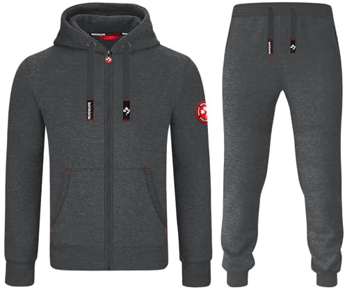 MOOSELINE Herren Jogginganzug Trainingsanzug Sportanzug (L, Dunkelgrau)