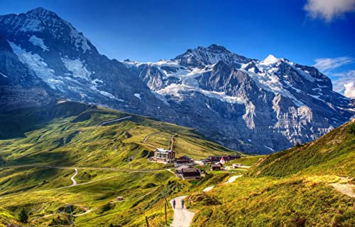 LHJOYSP Geschenke für Kinder 3D Puzzle 1000 Teile,Naturschönheiten,Schweiz,Alpen,Grindelwald,75x50cm