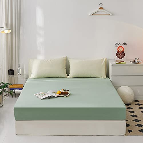 Michorinee Spannbettlaken 140x200cm Hellgrün Grün Superweiches Microfaser Spannbetttuch Bettlaken bis 25 cm Matratzenhöhe