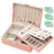 JOTOL Boîte à Bijoux,Coffret à Bijoux 2 Couches,Rangement Bijoux Verrouillable avec Clef,Boite à Bijoux pour Ranger Bagues/Colliers/Montres,Y compris 3 chiffons de polissage d'argent,Rose