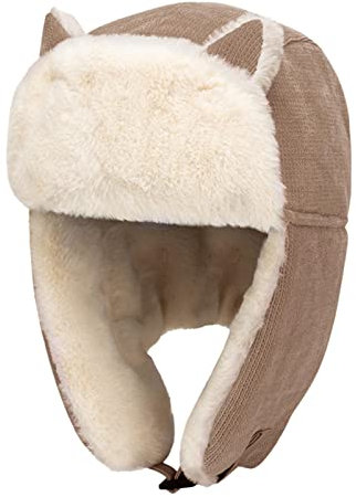 Harilla Trooper Trapper Hat Ski Caps Verstellbarer Kopfumfang von 55–58 cm Winter- mütze für Motorrad-Skifahren, Khaki