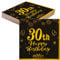 TOPWAYS 30 Geburtstagsdeko Servietten, Schwarz Gold Papier Party Servietten Tischdeko für 30. Geburtstag Mann Frau Happy Birthday Servietten Decorations 40 Stück (30 geburtstag)