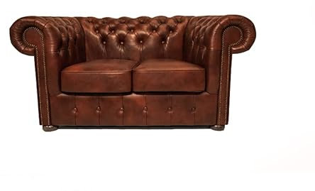 Chesterfield Sofa Class - The Chesterfield Brand | 2 Sitzer Sofa | 100% Leder, handgefertigt, Original Chesterfield | Breite 150 cm | Cloudy Karamell