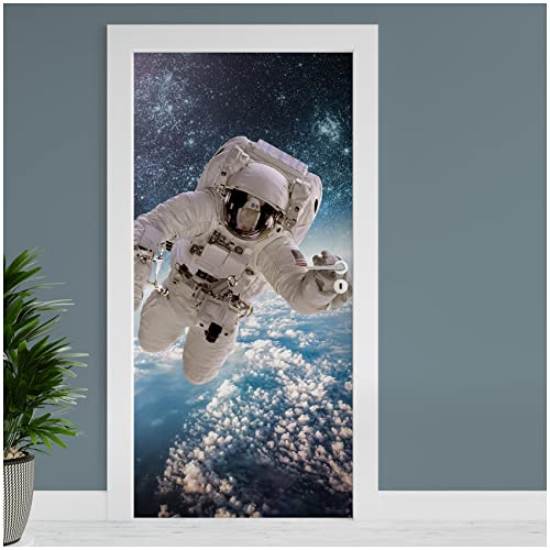 Finest Folia Türfolie 90x200 cm Türtapete Türposter Folie für Tür Wohnzimmer Kinderzimmer Küche Türaufkleber Bad Aufkleber selbstklebend TF01 (12 Astonaut)