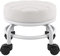 FURWOO Rollsitz PU-Leder Niedriger runder Rollhocker Bodenhocker mit Universal-Rollen für Home Fitness Sport Pediküre Hocker, H：25.5cm(Weiß)