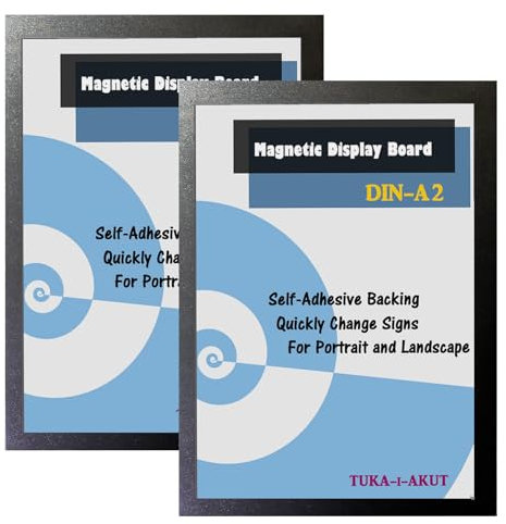 TUKA-i-AKUT 2x A2 Cadre d'affichage Magnétique, Adhésif pour Signe Enseignes, Pochette Cadre d'information Fermeture Magnétique, Porte Affiche, Sachet de 2 Couleur Noir, TKD8400-A2-2x
