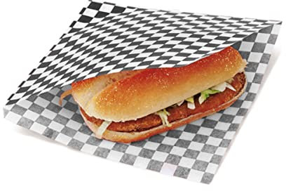 Tocnvoe - 100 Stück Hamburger Papiertüte, 19X17 cm, Schwarz Weiß Kariert, Fettdichtes Lebensmittelpapier, Langlebig, Feuchtigkeits und Fettbeständig, Papiertüte für Sandwiches, Burger, Snacks