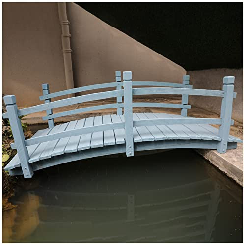 Puente del Jardín Corriente Arroyos Puente De Madera Para Jardín Parque 2 Diseño De Pasamanos Puente Paisajístico Pasarela Del Patio Trasero, En Forma De Arco Puente De Estanques Al Aire Libre, Azul