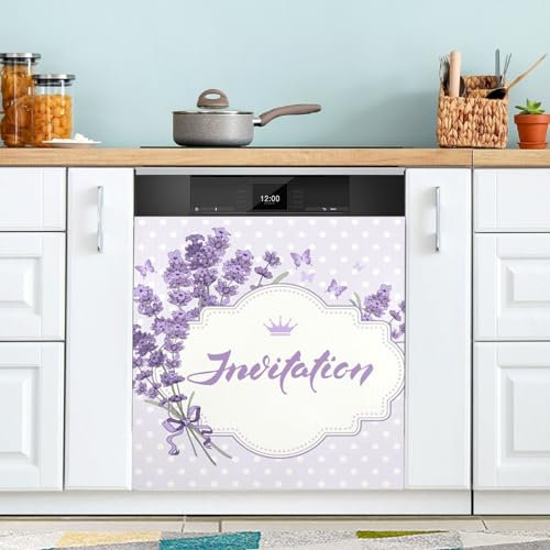 Linda tarjeta de felicitación vintage para lavavajillas, cubierta magnética para lavavajillas, panel de cubierta limpia y sucia para lavavajillas, decoración de electrodomésticos de cocina, 23 x 26