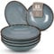 Ensemble de 6 Assiettes Creuses Rustiques en Steingut Premium - Lavables au Lave-Vaisselle - Ensemble Élégant de 6 Assiettes Profondes pour 6 Personnes, Salades, Pâtes - Pure Living en Bleu Fumé
