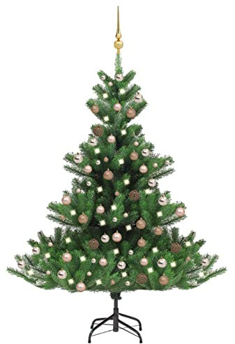 BaraSh Künstlicher Weihnachtsbaum Nordmann Kugeln Grün 210 cm Weihnachtsbaumrock