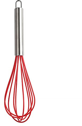 TRoki Manueller Schneebesen aus Edelstahl und Silikon Müheloses Schneebesen, Rühren und Mixen mit diesem roten Ballon-Schneebesen – Größe 26 x 6 cm für perfektes Sahnemischen