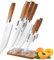 Acrylic Kitchen Knife Set - 5 Piece Knife Set,Clear Knife Base and Stainless Steel Blade, Carries Paring Knives, Utility Knives, Carving Knives, Bread Knives and Kitchen Knives（Wood Grain）