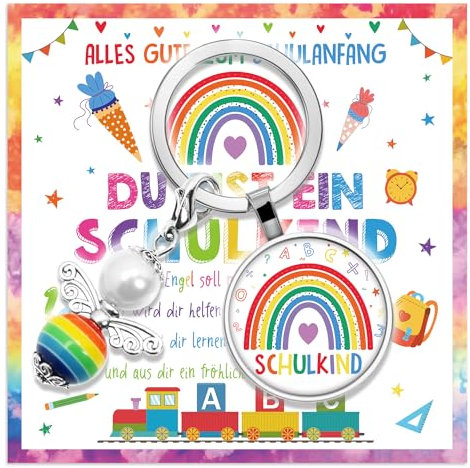 Rorchio Einschulung Geschenk Mädchen Kinder, Schulkind Schultüte Füllen Ideen. Schutzengel Schlüsselanhänger, Schulanfang Glücksbringer Geschenke, Schultag Mutmacher Kinder