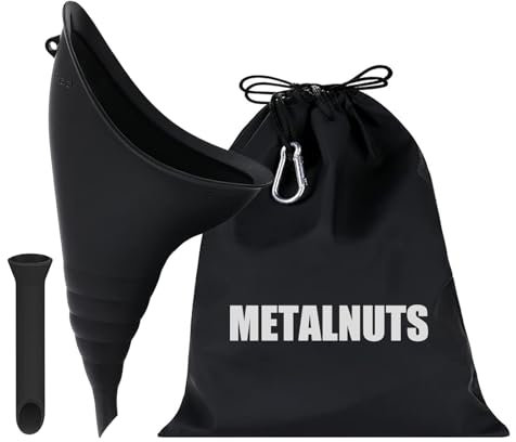 MetalNuts Urinoir féminin Portable - Kit Voyage avec Entonnoir et Pochette de Rangement - Noir