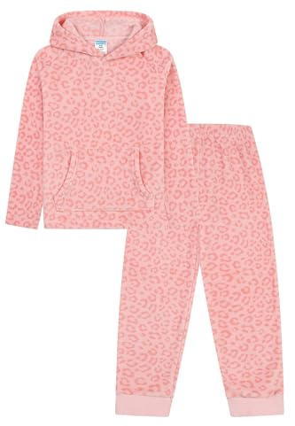 Pigiama da donna in pile lungo con stampa leopardata rosa, rosa, 8-10
