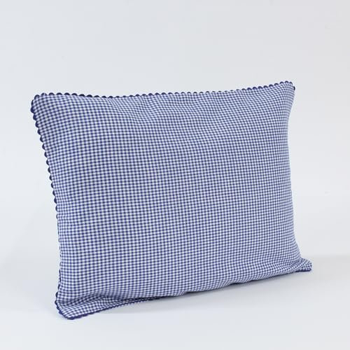Kissenbezug 30x40 cm 2x2 mm Karo Zackenlitze Hotelverschluss - Kissenhülle, Landhaus, Karo Muster, Deko, Wohnen, Heimtextilien (Blau)