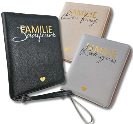 Personalisierter Family Organizer | Mutterpasshülle | Reiseorganizer | Familien Organsation | U-Heft | Reisepass | Veganes Leder | Personalisierbar Familie